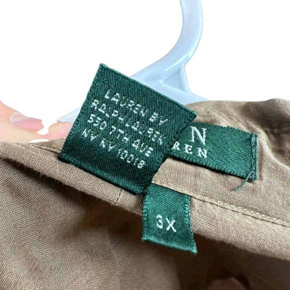 Lauren Ralph Lauren Women’s 3X Tan Plus Button LS Shirt Gorpcore Neutral Casual - Picture 11 of 12